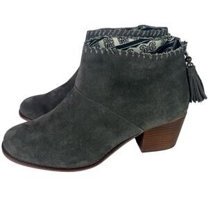 TOM Boots Women's 9.5 Gray Castlerock Suede Leather Leila Block Heel